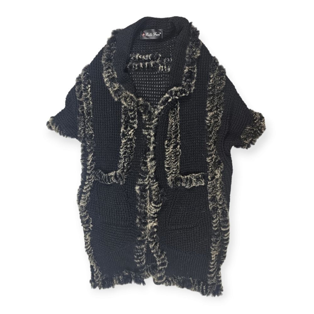 Belle‎ Fare Rabbit Hair and Wool Chunky Knit Sweater Cardigan Women's OS